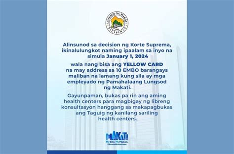 yellow card makati requirements 2024|Yellow cards of residents in EMBO barangays no longer valid .